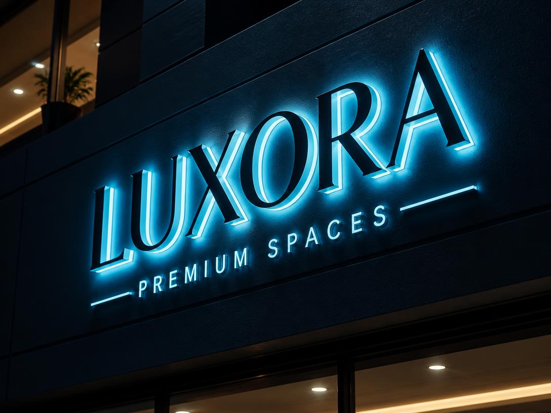 Letras luminosas de acrílico con iluminación LED en fachada nocturna